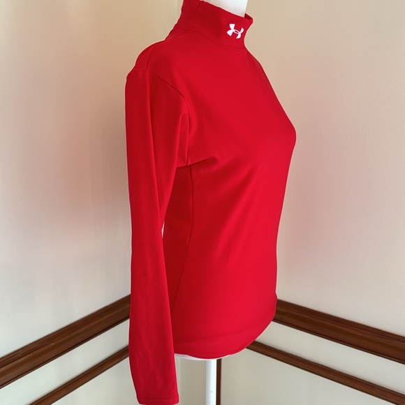 Under Armour Women's Long Sleeve Mock Neck Top - Vibrant Red - Medium - Picture 4 of 12